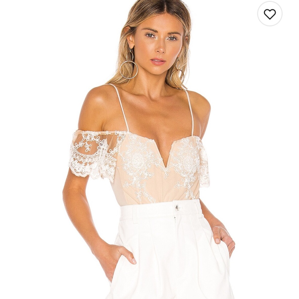 NBD Aubrie bodysuit in white and nude - XS